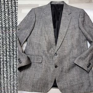 Vintage Imperial Haggar Wool, Silk Black & White Plaid Sport Coat USA Made